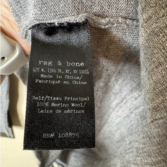 Rag & Bone Small Gray Marl Merino Wool Crew Neck Lightweight Tunic Sweater - Picture 8 of 9